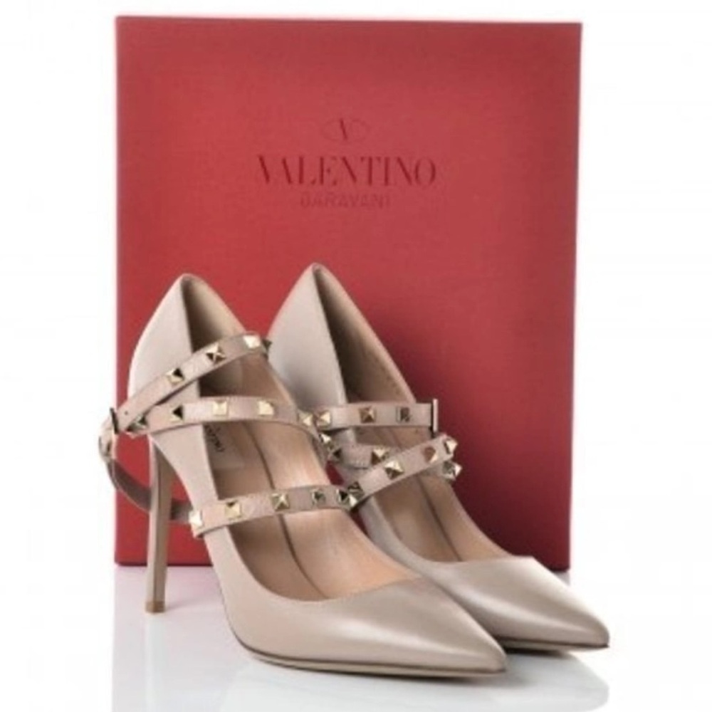 PINK VALENTINO STUD HEELS WITH STRAP
